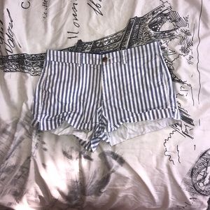 old navy brand striped blue and white chino shorts